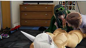Boku No Hero Hentai Yuri: Ochako, Froppy, and Rumi in Futanari Threesome