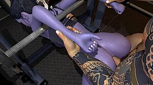 hanzo slams widowmaker's ass hard in sweaty gym overwatch parody