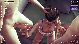 هي، الفتاة البنية تُنيك بقوة على السرير في أنمي ثلاثي الأبعاد