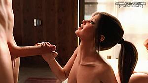 Wow, teen Sue's big boobs get creampied hard in 3D game