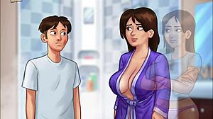 ซัมเมอร์ไทม์ซาก้า 57 แสดงมิลฟ์หน้าอวบขี่ควยยักษ์ของวัยรุ่นในแอคชั่นทางเพศ