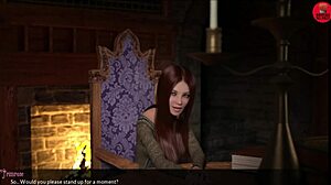 pervert librarian gives boobjob on workplace with cute redhead teen