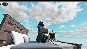 White slut takes big black cock fucking in Roblox