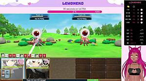 Vtuber lewdneko plays evenicle part 3 with creampie and big tits moaning in cute hentai game