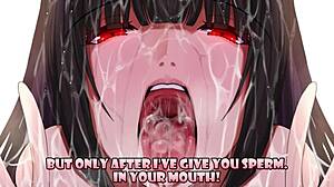 Jabami Yumeko dominates with a leash in cuckold hentai femdom humiliation game