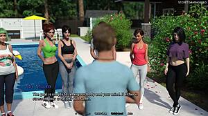Pervert dude starts exercising with super hot mature women in sexy outfits. He dives into huge boobs action in this 3D hentai anime game - Summer Heat 02.