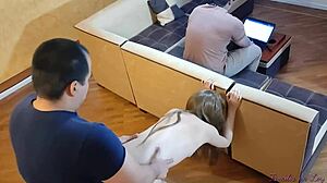 Hot Wife Cheats with Husband's Friend While He Works on Laptop NTR