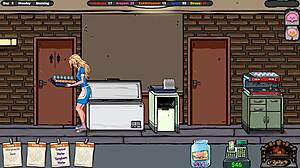 The waitress accepts drink from customer in 3D drunk big tits game by Ptre0n L SD131313
