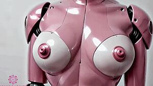 Hey, watch this pink sex robot bounce her huge tits for your cum in close-up POV!