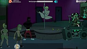 Fuckerman danser med fed BBW futanari i klub striptease parodi!