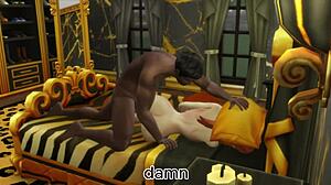 Kıvrımlı kırmızı saçlı kadın büyük siki kara adamdan yoğun zevk alıyor