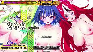 Ddr chart features skinny dancer with big tits nipples