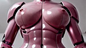 Hey, watch this pink sex robot bounce her huge tits for your cum in close-up POV!