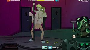 Fuckerman danser med fed BBW futanari i klub striptease parodi!