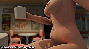 Mercy Expands With Huge Belly Growth In Tall Giant Fat Overwatch 3D Cartoon Action.
