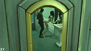 Изменяющая жена в порно Sims4 берет большой черный член в стиле интеррейшл. Монстр член в действии в 3D 😈