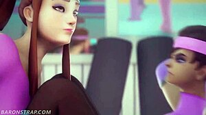 Sombra and Brigitte enjoy cute workout in Overwatch game animations