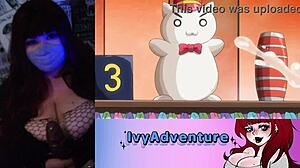 Chubby girl with big tits and ass watches hentai in pov solo