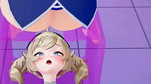 aqua from konosuba shares her water power with barbara in genshin impact hentai koikatsu