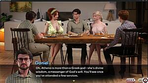 Curvy babe in sexy outfit teases with big tits and roleplay before sucking cock in 3d visual novel