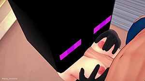 caliente's enderman cosplay leads to hot masked solo fuck in infirmary wearing towel 😏