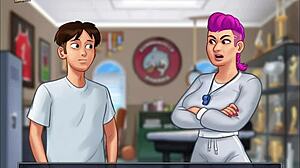 brunette with big tits spreads ass for erotic action in summertime saga 31