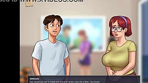 brunette with big tits spreads ass for erotic action in summertime saga 31