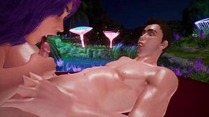 Big Titty Goth Rides Oiled Cock with Ass Licking and Blowjob in Wild Animations!