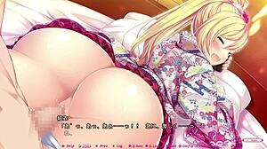 Detailní scéna Yui Hakari dělající milence v Hajilove konci