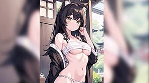 אנימה יפנית משרתת נותנת מציצה ואז נזיינת מיסיונרי עם שדיים וכוס בחדר השינה