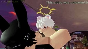 In Roblox, the goth bunny girl gets fucked hard in doggystyle.