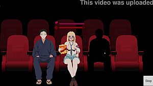 Au cinéma, ma chérie déguisée devient folle avec masturbation cowgirl et sperme