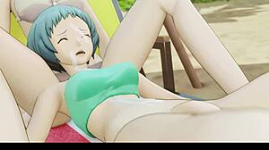 Wow! Mitsuru pleasing Fuuka’s girlcock in Persona 3!