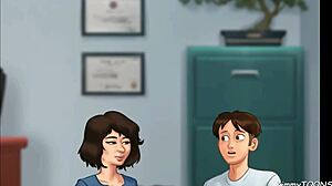 Boss catches customer fucking his stepdaughter in office at car dealership in Summertime Saga