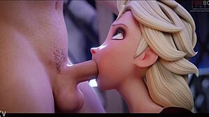 Elsa From Disney Takes Huge Bwc Deepthroat Blowjob And Facial In Rule 34 Anime