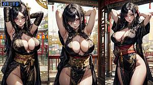 Succubus leads intense edge training with jerk off instructions in asian black cum hentai game episode 2