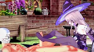 Sexy witch Herta delivers intense footjob and thigh job in Honkai Star Rail fantasy