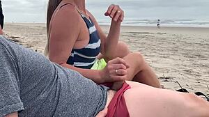 Milf jerks big cock in public beach ejaculation anime