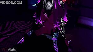 Cyberpunk vixen in big ass blowjob and cowgirl riding dominates sneaky burglar thief with femdom control. She devours him fully in animation.