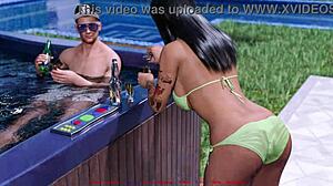 Alternate Worlds Part 1 Reveals Stepmom in Bikini at Pool with Horny Crossdressing Babe Moments