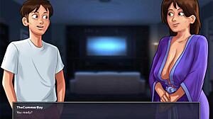 Summertime Saga Couch Creampie with Big Cock and Huge Tits