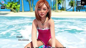 Redhead with Big Tits in Underwear on Beach! Sunshine Love Gameplay!