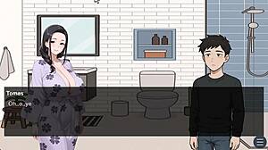 В этом хентай мой друг случайно трахает мою мачеху в доггистайле сцене измены