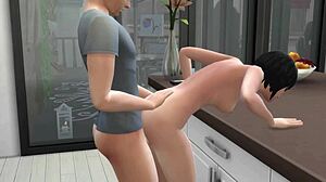 horny girlfriend fucked rough in doggystyle after lunch in sims 4 3d animation