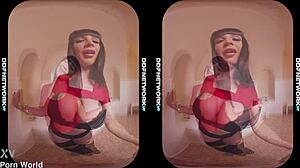 bathtime blowjob with brunette in lingerie and stockings