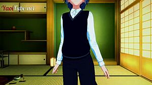 shirou blowjob and bareback with sieg on tatami, cum in mouth and ass