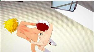 باكوغو ديكو كاميناري شوتو أورغي في الحمام مع كم على الوجه كريم باي نيك شرج