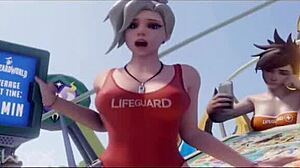 i love riding that cock in cowgirl as mercy lifeguard in this overwatch 3d animation with average waiting time