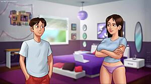 Caught stepsis jenny playing with her big boobs in summertime saga 3d game!