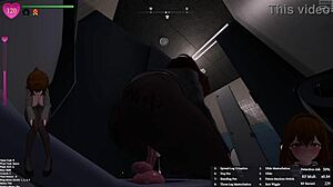 Permainan hentai 3D rahsia pendedahan wanita pejabat Jepun melancap di luar